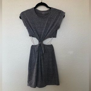 AERIE CENTER CUT DRESS WITH TIE, GREY XS